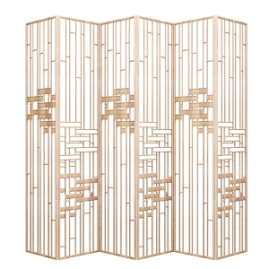 New Chinese-style Screen Partition Screen Semi-transparent Metallic Gold 3d model