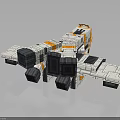 Futuristic Aerospace Spacecraft With Modular White Orange Structure And Solar Panels 3d model