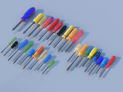 Hardware Tools Set With Various Colored Screwdrivers For Home Repair And DIY Tasks 3d model