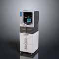 Medical Laboratory Equipment With Display Screen White Gray Cabinet Drawers And Wheels