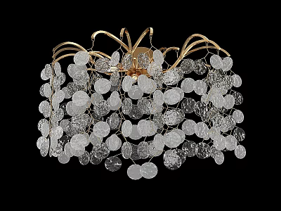 Modern Elegant Chandelier With Gold Frame And Transparent Crystal Decorations 3d model