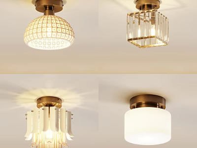 Modern Ceiling Lights With Various Glass Shades And Metal Base Designs 3d model