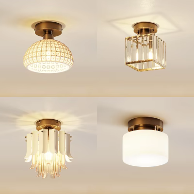 Modern Ceiling Lights With Various Glass Shades And Metal Base Designs 3d model