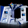 Milesight Exhibition Booth Modern Blue And White Design With Display Screens And Reception Area