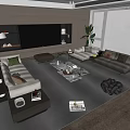 Minotti Sofa Coffee Table Combination Multi-person Sofa Coffee Table Leisure Chair Side Table Corner Table 3d model
