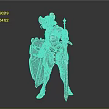 3D Armor Clad Character Model With Cat Ears Sword And Shield