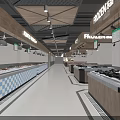 Modern Supermarket Grocery Interior With Fresh Tofu Pork Stalls And Produce Sections