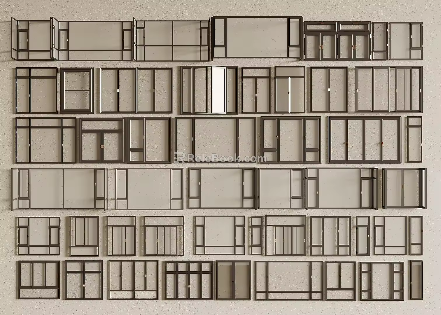 modern window casement window floor to ceiling window sliding window blinds bay window 3d model