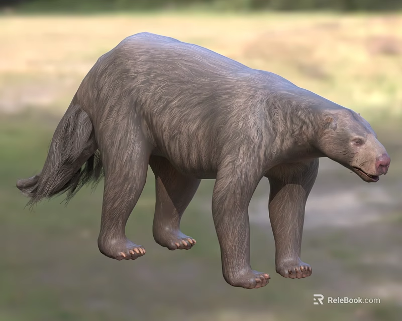 Grayish Brown Reptile With Long Tail And Strong Limbs In Natural Grassland Habitat 3d model 
