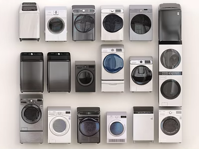 Collection Of Various Modern Washing Machines With Different Designs And Colors 3d model