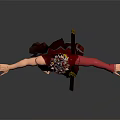 Elegant Male Character In Traditional Red Robe With Ornate Headdress And Open Arms Pose