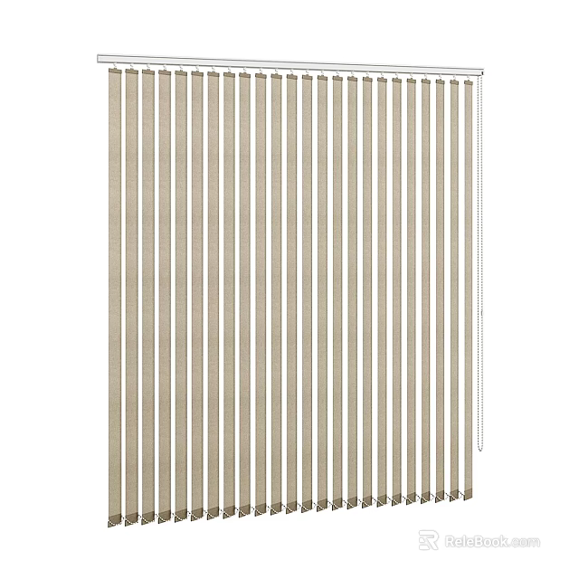 Modern Minimalist Curtain With Vertical Stripes Linen Material For Home Decoration 3d model 