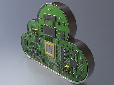 Advanced Cloud Shaped Industrial Circuit Board Equipment With Green PCB And Metal Casing 3d model