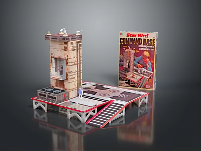 Red Road Construction Toy Set With Building Model Road Pieces And Worker Figure 3d model