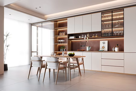 Modern Light Luxury Restaurant 3d model