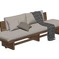 Japanese-style Sofa Living Room Sofa Straight Row Sofa Log Sofa 3d model