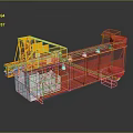 Red And Yellow Industrial Mechanical Structure 3D Model With Frame Components 3d model