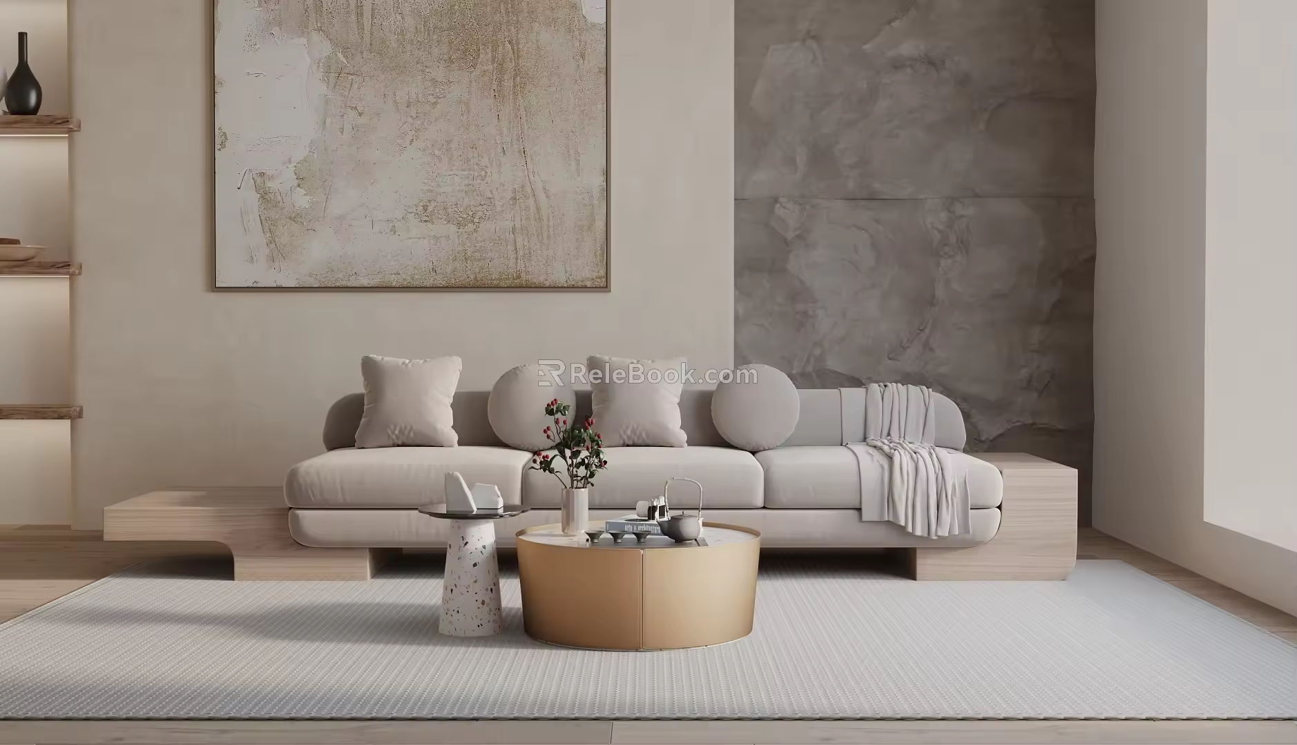 Modern three-seat sofa 3d model