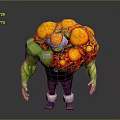 Muscular Green Skinned Creature With Orange Bulbous Growths Goggles And Dark Pants