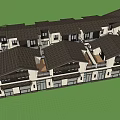 Modern Chinese Style Townhouse Exterior With White Walls Black Roofs And Green Lawn