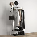 Modern Clothes Rack With Hanging Coats Sweaters Handbag Hats And Shoes Storage