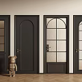 Black Hinged Doors With Various Glass Panel And Solid Wood Designs For Interior