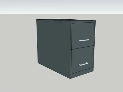 Gray Bookcase With Two Drawers Silver Handles And Lock For Home Office 3d model