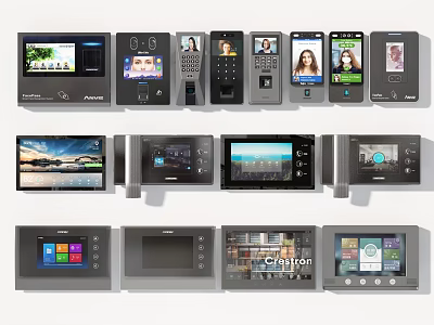 Crestron Various Smart Control Devices Including Touchscreen And Video Interface Panels 3d model