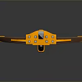 3D Crossbow Model Featuring Orange Brown Components Wooden Metal Parts And Red Emblem