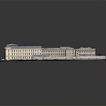 Cartoon Scenery Of Square Building Complex With Central Courtyard Surrounding Roads And Parked Cars