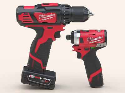 Milwaukee Cordless Drill And Impact Driver With Lithium Ion Battery 3d model