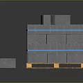 Stacked Gray Concrete Blocks With Blue Straps On Wooden Pallet For Construction