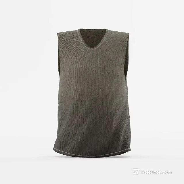 Gray Sleeveless V neck Knitted Top Comfortable Soft Fabric Casual Daily Wear 3d model 