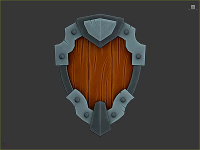 Medieval Shield With Metal Frame Wooden Center And Decorative Rivets Design 3d model