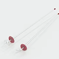 Modern Wall Lamps with Silver Long Poles Red Bases and Secure Mounting Fixtures