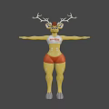 Cartoon Deer Game Character With Antlers White IMPACT Tank Top Red Shorts Outstretched Arms