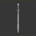 Decorative Silver Key With Ornate Handle And Shiny Metal Finish