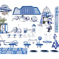 Kids Playground Equipment With Space Theme Slide Swing Climbing Frame Rocket And Planet Design