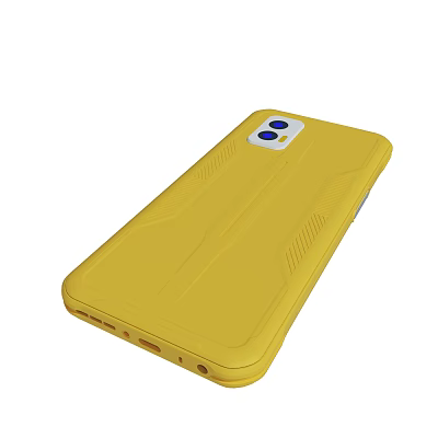 Yellow Phone Case With Dual Blue Cameras And Textured Protective Back Cover 3d model