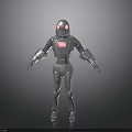 Silver Metallic Robot Character With Pink Head Accent Chest Device And Mechanical Limbs