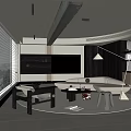 Modern Living Room Interior Design With White Sofa Black Coffee Table And Large Window Blinds