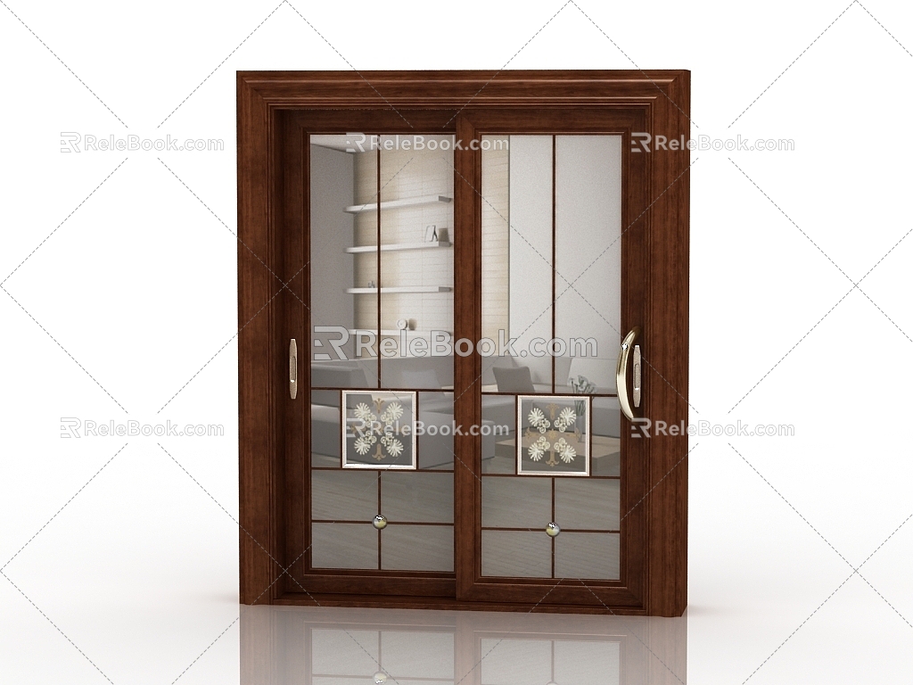 Jianou solid wood door interior door door 3d model