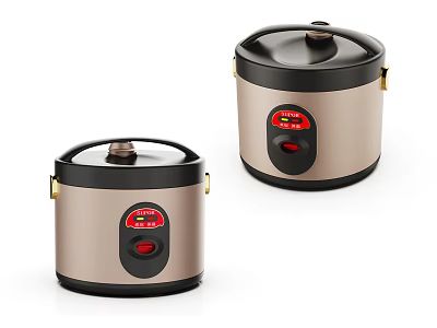 Two Gold And Black Rice Cookers With Digital Display For Kitchen Use 3d model