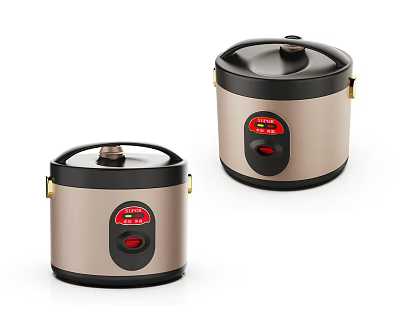 Two Gold And Black Rice Cookers With Digital Display For Kitchen Use 3d model