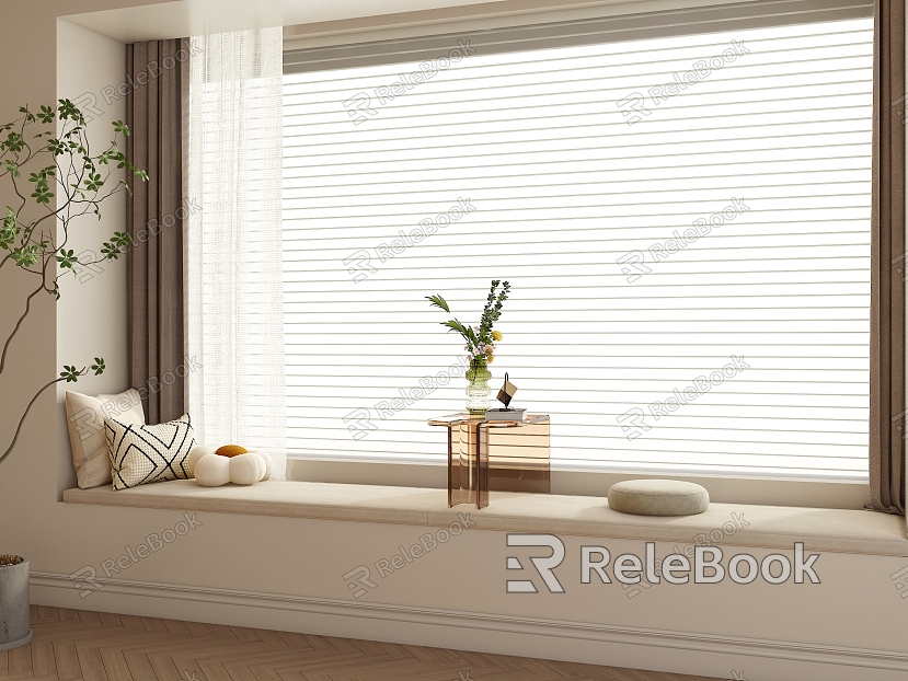 Modern Bay Window Bay Window Table Pillow Bay Window Cushion Shutters Decorative Ornaments model