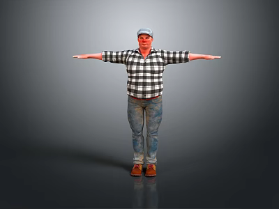 Modern Game Role Worker Fat Man European Worker Mechanic 3d model