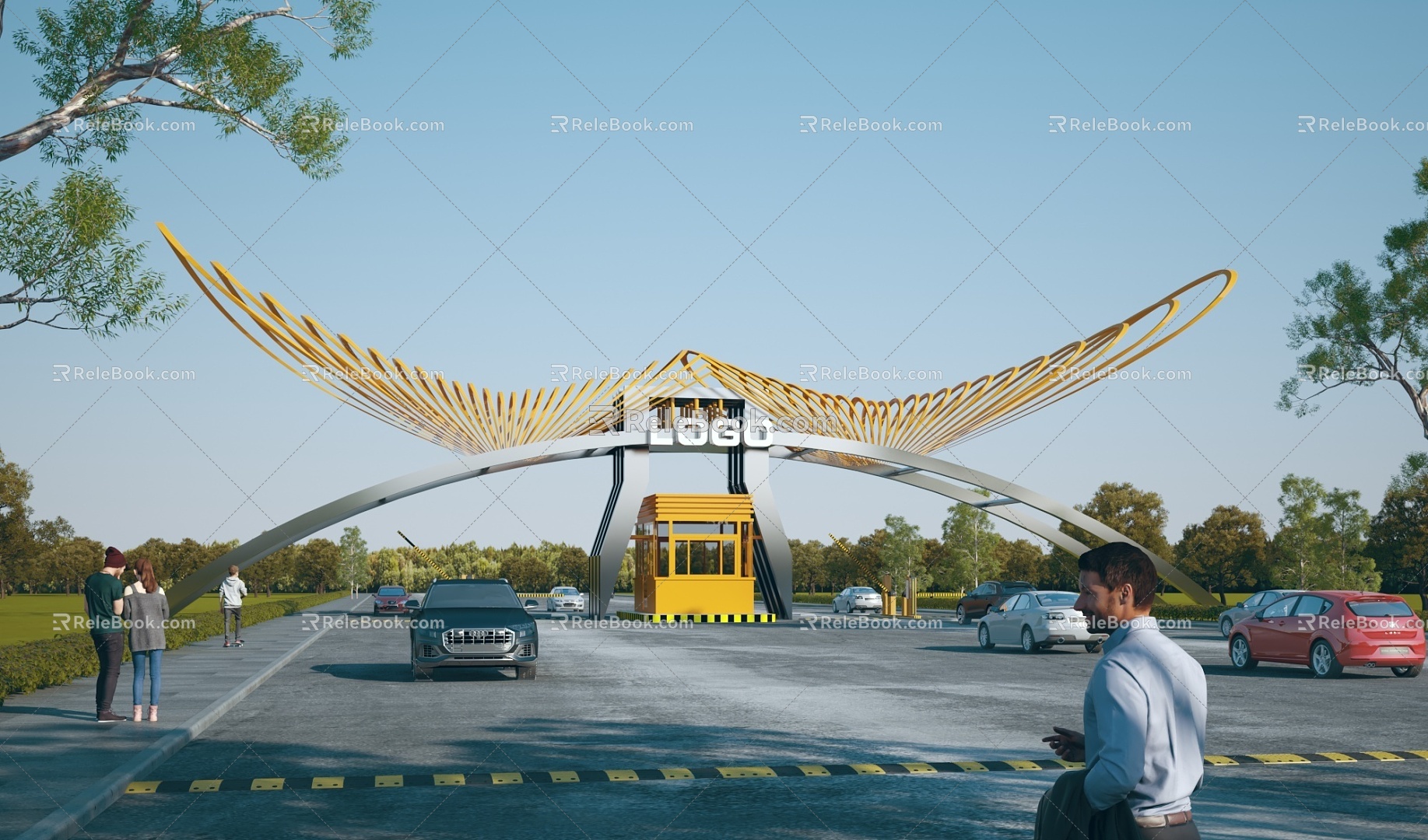 Modern Gate Gate Building Factory Gate Guard Recorder Room Gate Entrance Park Gate Gate Gate 3d model