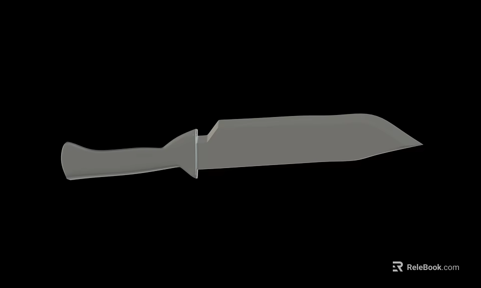 Basic Weapon Knife 3D Model With Simple Design Isolated On Black Background 3d model 