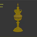 Elegant Decorative Household Container With Golden Top Silver Base And Intricate Carvings