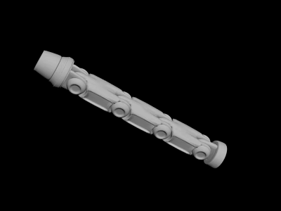 White Cylindrical Mechanical Part With Multiple Circular Components On Black Background 3d model